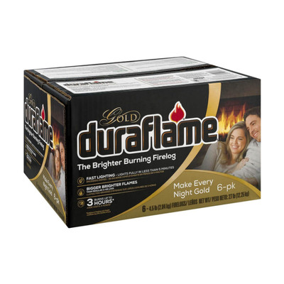 Duraflame Gold Ultra Premium Fast Lighting Logs 4.5 lb. Firelogs 6 Pack Case