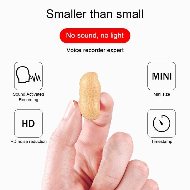 Mini voice activated recorder hidden necklace recording listening spy device