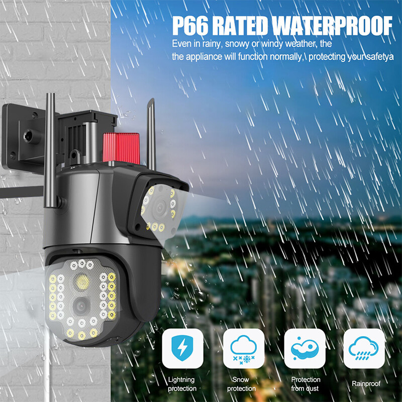 4MP 2K Wifi Security Camera Dual Lens Zoom Outdoor PTZ IP Night Vision Cam US