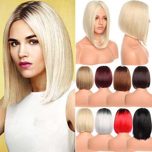 Lady Girl Bob Wig Women's Short Straight No Bangs Full Hair Wig Cosplay Party US