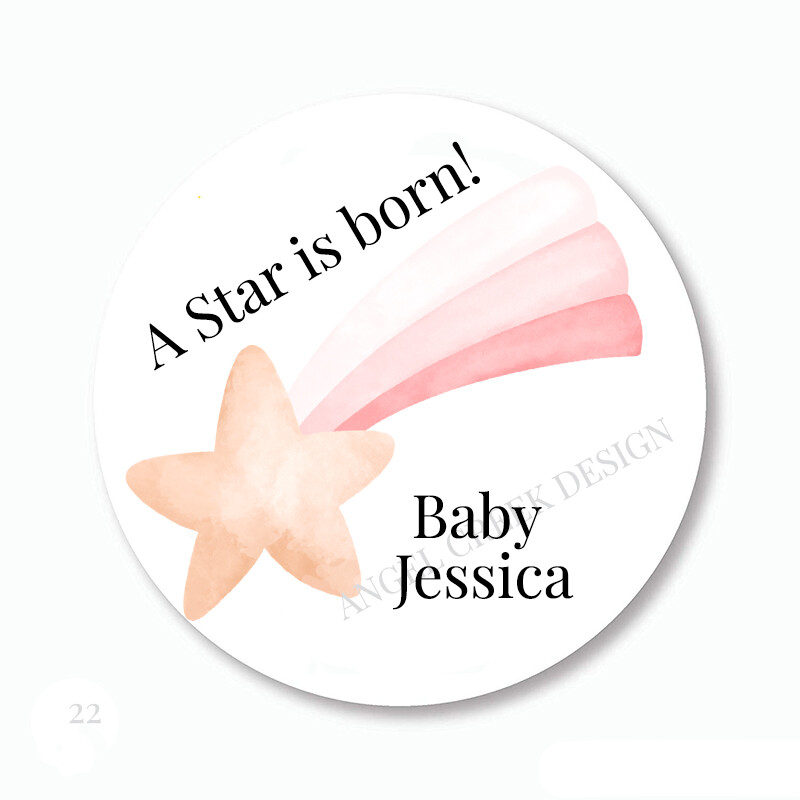 Personalized Star is Born Girl Baby Shower Favors Stickers Labels Envelope Seals
