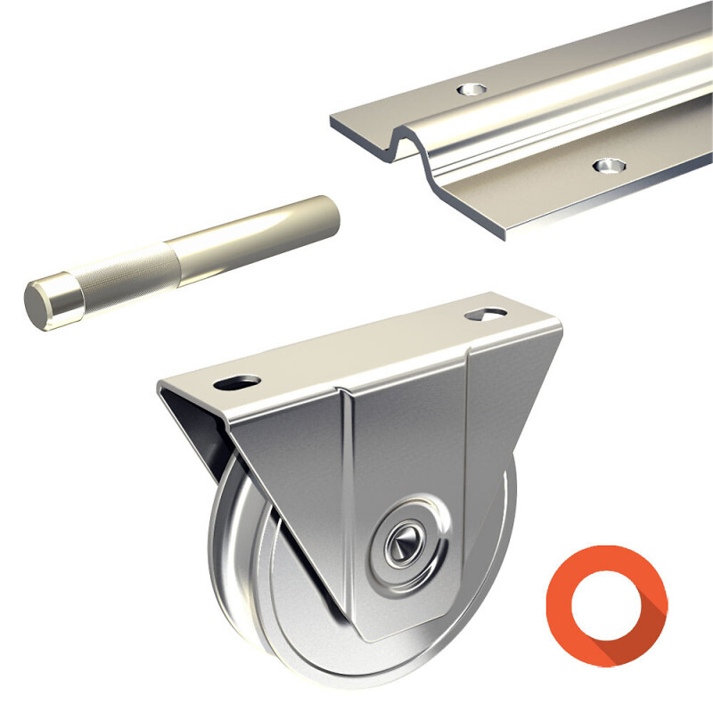 Kit Coulissant Avec Rail Au Sol Pour Portail De 4 M - 400 Kg