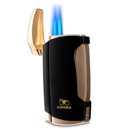 Metal Butane Lighter Double Jet Flame Windproof Lighters W/ 
