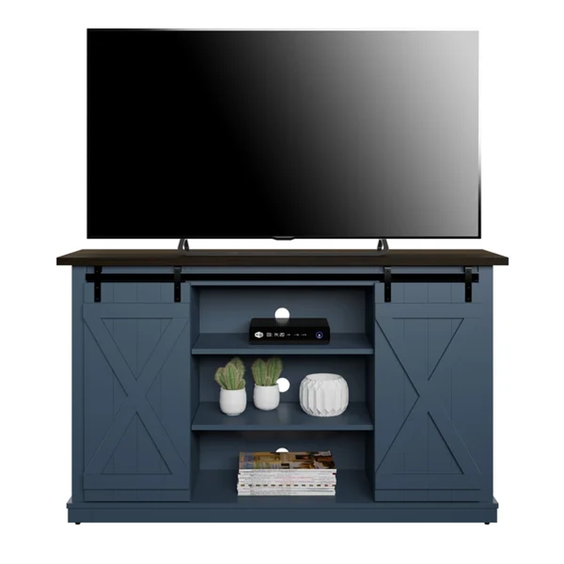 Industrial Tv Media Console Table W/ Storage Shelf For Living Room