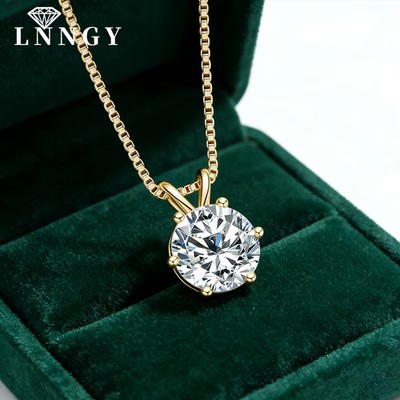 Collana Solitario Pendente 0.5-5ct Moissanite Argento 925 Certificata Donna