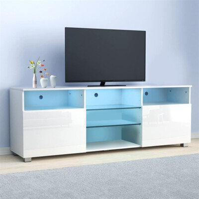 47"/57"/65" Modern LED High Glossy TV Stand, Media Console, Entertainment Cente