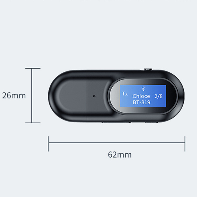 USB Bluetooth 5.0 Transmitter Receiver Hands-Free 3.5MM AUX Audio LCD Adapter