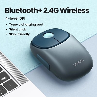 UGREEN Wireless Mouse Bluetooth 5.0 4000 DPI 2.4G Rechargeable For MacBook iPad