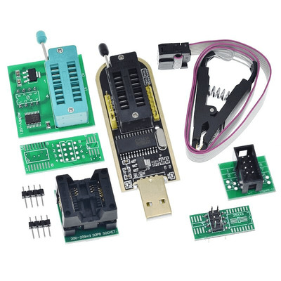 CH341A EEPROM USB Programmer Adapter Board + SOIC8 Clip + SOP8 Flash BIOS Module