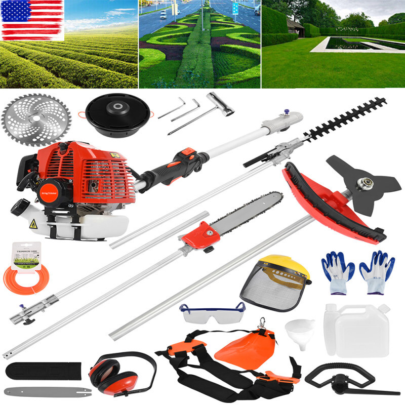 5 in 1 52cc Petrol Hedge Trimmer Chainsaw Brush Cutter Pole Saw Outdoor Tools
