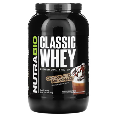 NUTRABIO CLASSIC WHEY PROTEIN  CHOCOLATE MILK SHAKE , 2 lbs,6G BCAA,25G Protein