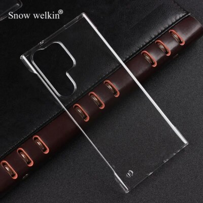 Glossy Rimless Case For Samsung Galaxy S23 S24 Ultra Thin Clear PC Hard Cover