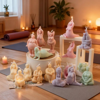 3D Woman Yoga Gesture Silicone Molds Yoga Fat Lady Curvy Woman Body Resin Mould