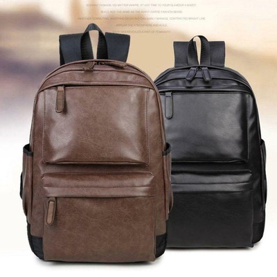 Fashion Men Women Leather Backpack Travel Rucksack Shoulder 