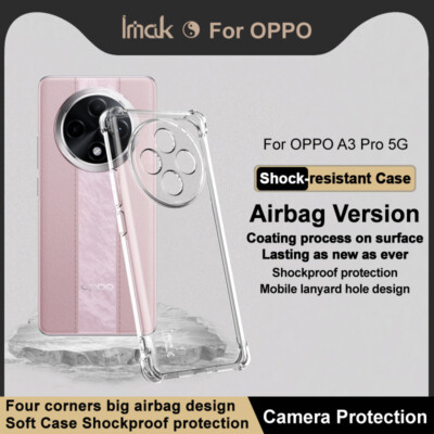 IMAK For Oppo A3 Pro, Luxury Shockproof 4 Airbags Clear Soft TPU Case Cover