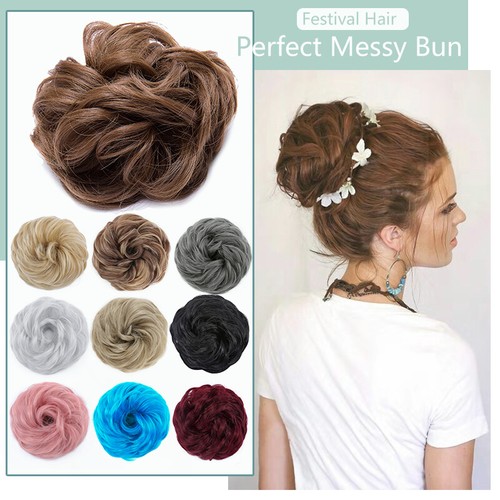 Elastic Hair Bun Ponytail Curly Messy Bun Piece Scrunchie Updo Hair Extension US