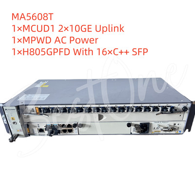 HUAWEI GPON OLT MA5608T 1×MCUD1 2×10GE Uplink 1×MPWD AC GPFD With C+ or C++ SFP