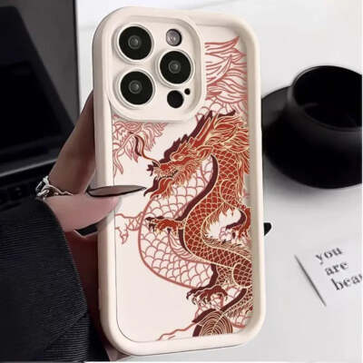 Luxury Trendy Ancient East Dragon Soft Phone Case For iPhone 11 12 13 14 15 Pro