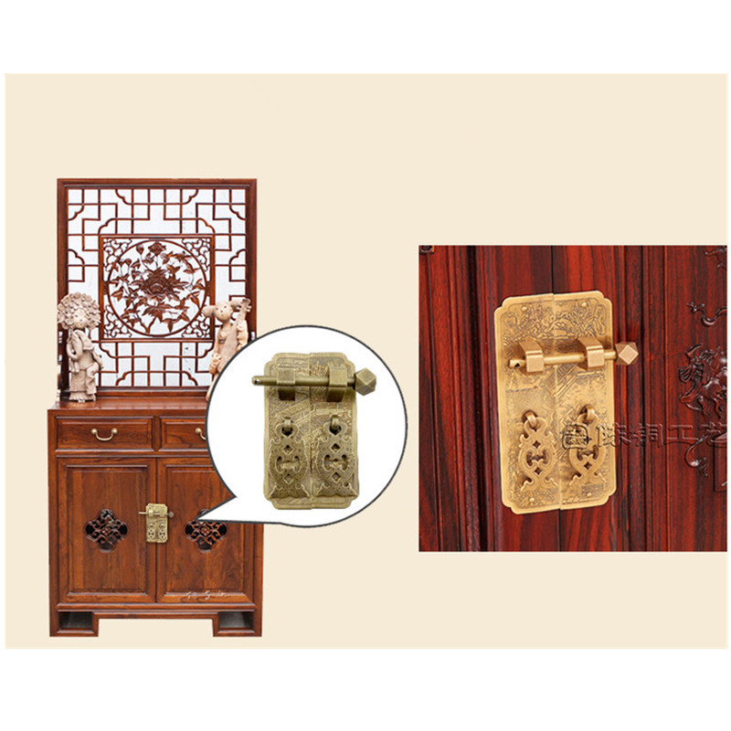 Furniture Bronze Brass Chinese Lock Latch Door Knocker Pull
