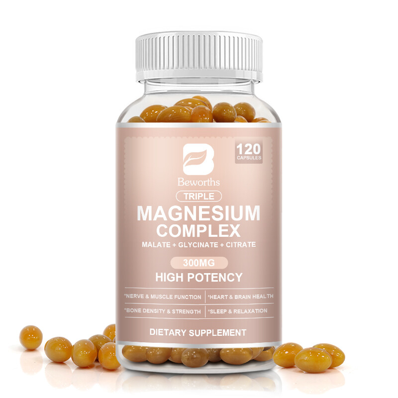 120 Capsules Triple Magnesium Complex, 300mg of Magnesium Glycinate Malate