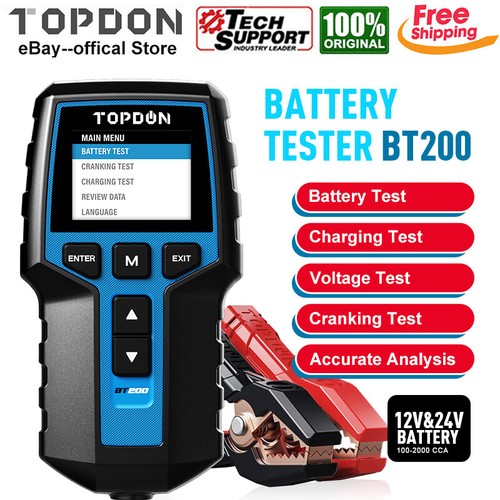Topdon Bt200 12v & 24v Car Truck Battery Tester Analyzer Cranking