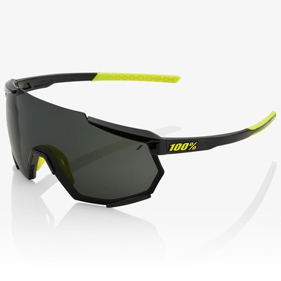 - 100% Occhiali Racetrap Gloss Black - Lente Smoke