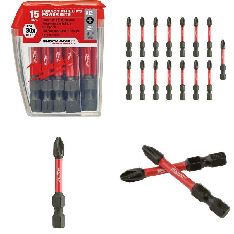 Milwaukee #2 Philips 2 inch Impact Duty Steel Driver Driving Drill Bits 15 Pack