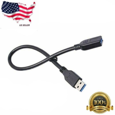 0.5 M SHORT SuperSpeed USB 3.0 Type A Male to Female BLACK Extension Cable US