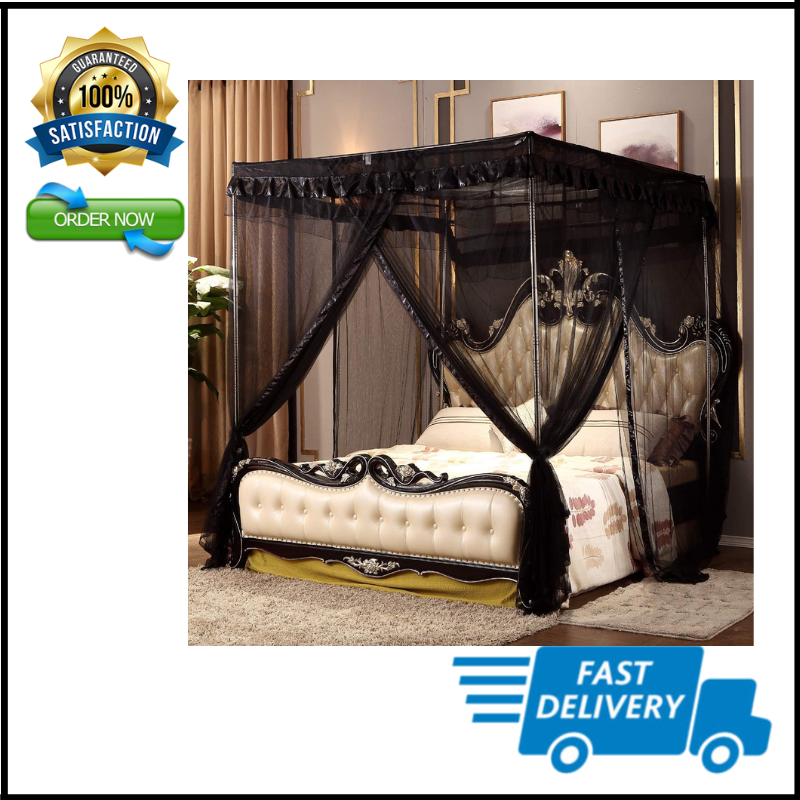Bed Curtains Queen Size, Royal Luxurious Cozy Drapes Netting