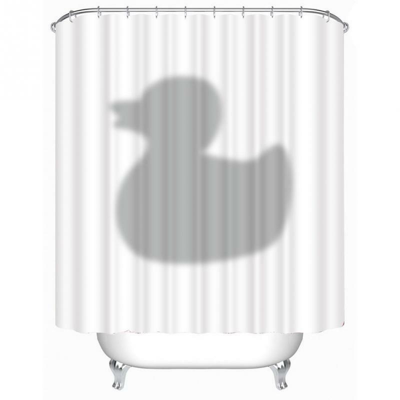 Polyester Cute Duck Shadow Bathroom Shower Curtains With 12 Hooks