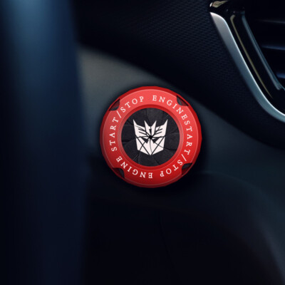 Black Red Transformers Decepticons Car Engine Ignition Start Stop Button Cap