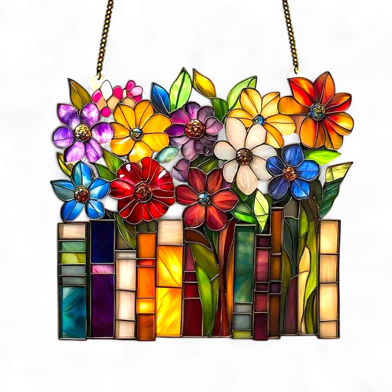 Colorful Acrylic Flowers Suncatcher 8 Inch Faux Stained Glass Window Decor Gift