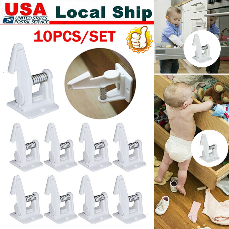 Cabinet Locks Child Safety Latch Baby Proof Lock Drawer 10 Pack
