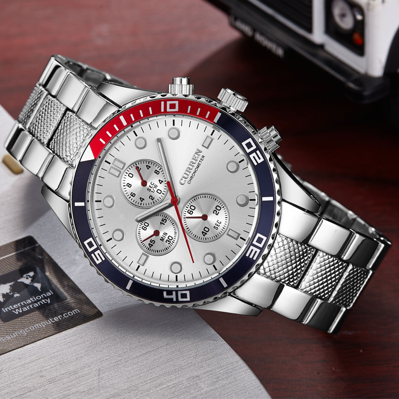 Orologio Polso Curren 8028 Uomo Analogico Quarzo Moderno Silver Quadr Silver lac