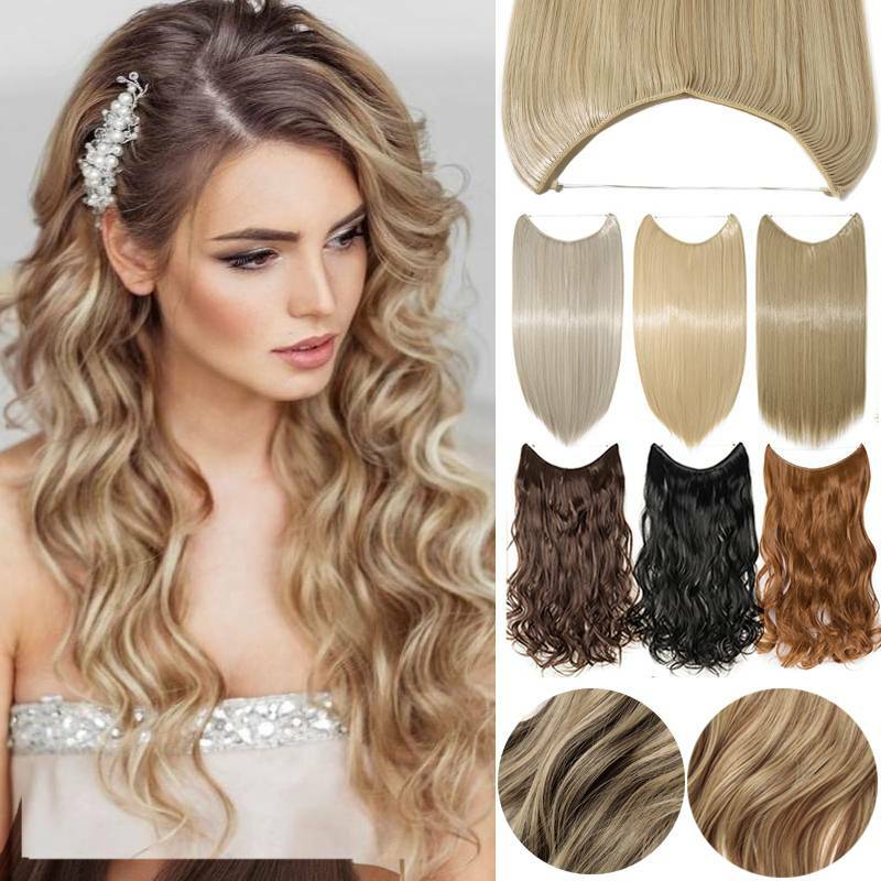 Thick As Human Hidden Wire Halos Hair Extensions Curly Straight