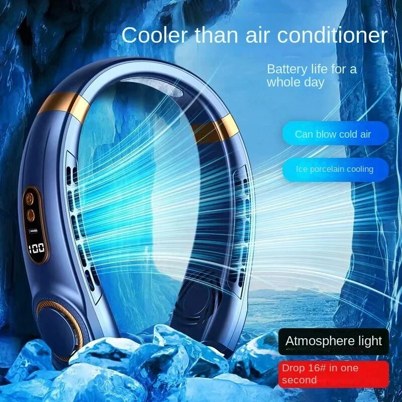 5-Speed Neck Fan Hands Free Portable Fan Leafless Hanging Neck Fan Rechargeable