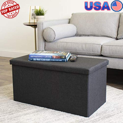 Modern Storage Ottoman Coffee Table Foldable Cushion Bench 200lbs Capacity New