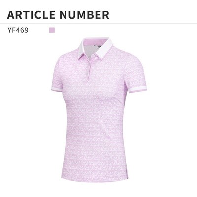 PGM Golf Polo Shirts Women Printed Dry Fit Slim Breathable Short Sleeve Elastic 