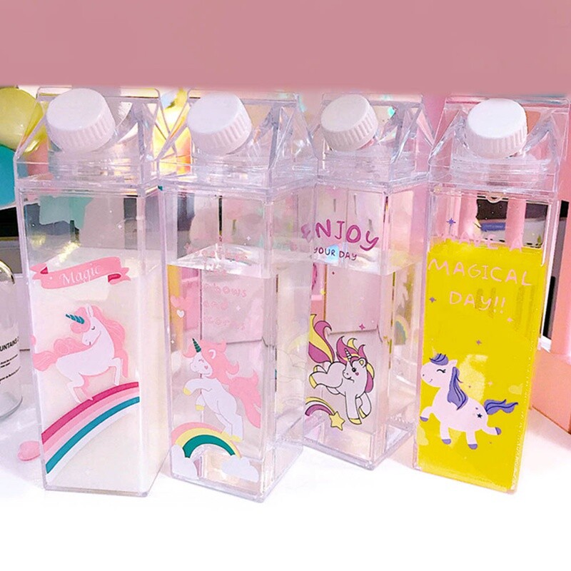 Unicorn Coffee Milk Water Bottle Trendy Clear Bottle Summer 
