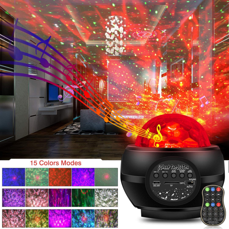 Disco Ball Night Light, Star Light Projector Disco Lights with  Speaker 8W 15 Co