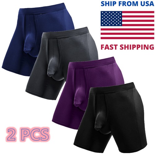 2 PCS Men Underwear Separate Penis Ball Pouch Comfortable Boxer Shorts Briefs US