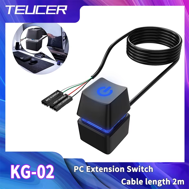 TEUCER KG-1 2m Computer Desktop Switch LED Light Motherboard External Start Powe