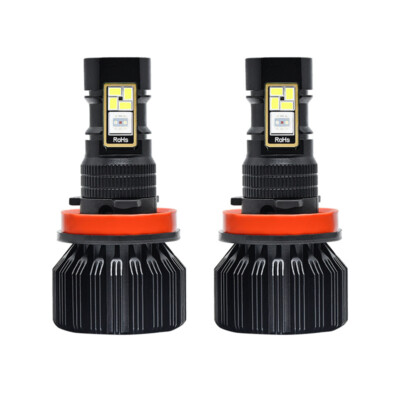 2PCS RGB 60W Car LED Headlight Fog Light Bulb H8 H9 H11 APP Control Lamp