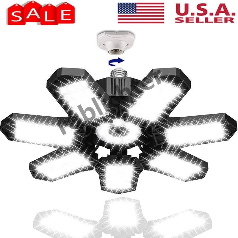 Super Bright LED Garage Lights 600W,60000LM Deformable Ceiling Shop Work Lamp US