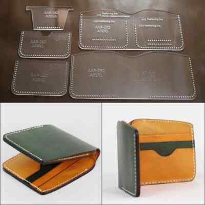 Retro Short Wallet Clutch Leather Craft Pattern Acrylic Template Stencil DIY