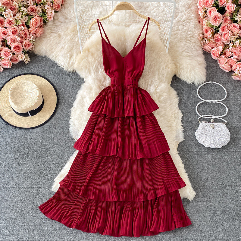 ワンピース theredthread S layered ruffle dress THEREDTHREAD】S ruffle tulle dress