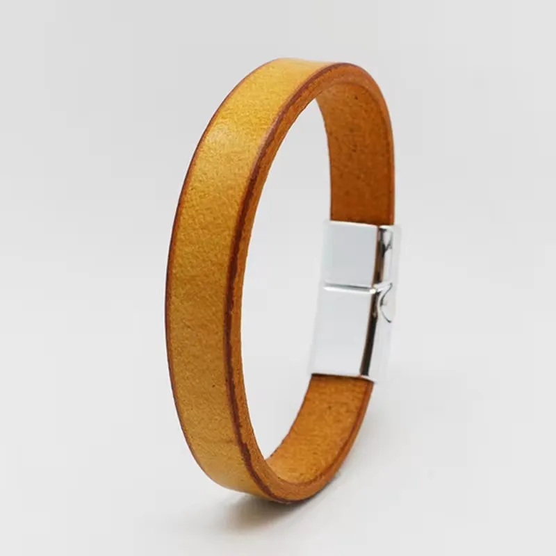 Simple Vintage Cowhide Leather Bracelet for Men Versatile Creative Magnetic Buck