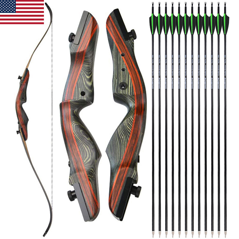 62" Takedown Recurve Bow 30-50lbs Carbon Arrows Archery Hunt