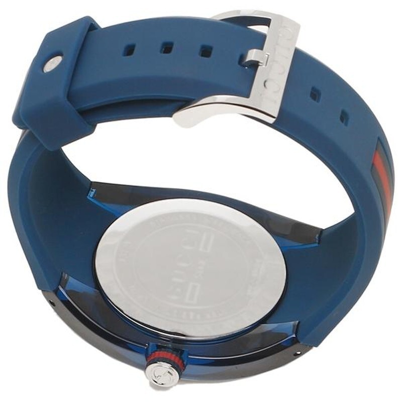 Pre-owned Gucci $680 Msrp |  Sync Xxl Men's Blue Rubber Band Watch - Ya137104