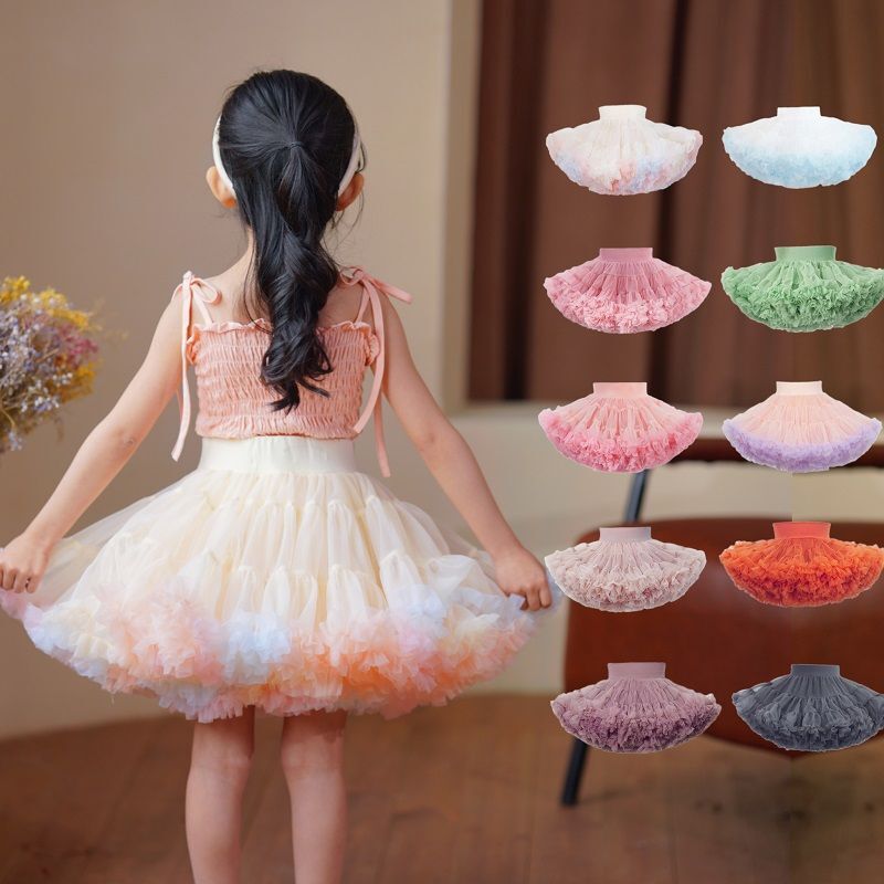 Coerni Girls Layered Tutu Skirt Kids Tulle Tutus Skirts Ballet Dance Bubble Puffy Tutu Petticoat Skirt Birthday Carnival Skirts